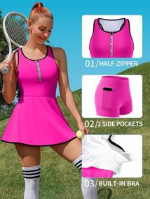 img 2 attached to Women'S Tennis Dress Workout Gym Sleeveless Athletic Zipper Closure Golf Skort With Built-In Bra By ATTRACO