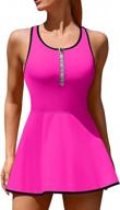 women's tennis dress workout gym sleeveless athletic zipper closure golf skort with built-in bra by attraco logo