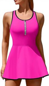 img 4 attached to Women'S Tennis Dress Workout Gym Sleeveless Athletic Zipper Closure Golf Skort With Built-In Bra By ATTRACO
