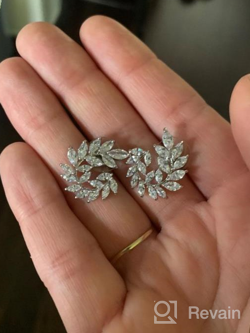 img 1 attached to 💎 CZ Cluster Earrings: Stunning Marquis-Cut Cubic Zirconia Bridal Studs for Wedding, Banquets, and Fashion Accessories review by Dana Black