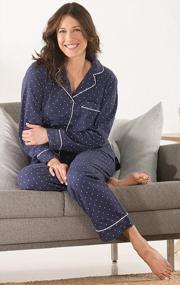 img 2 attached to Women'S 100% Cotton Jersey Boyfriend Pajama Set By PajamaGram