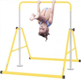 img 4 attached to Adjustable Height Folding Gymnastics Bar For Kids By BangTong&Li - Ideal Junior Training Bar For Home Gymnastics Equipment