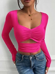 img 2 attached to Get Ready To Flaunt Your Style With FENSACE Women'S Cut Out Long Sleeve Crop Top - A Perfect Blend Of Sexy And Comfortable