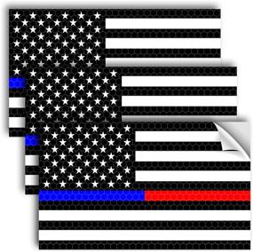 img 4 attached to 3PC USA Thin Blue Red Line Reflective Decals - 5x3 Inches - Patriotic American Flag Sticker for Car Truck