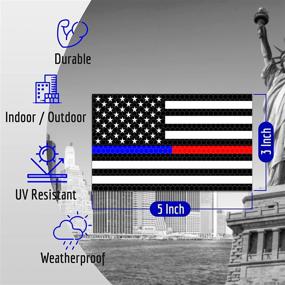 img 2 attached to 3PC USA Thin Blue Red Line Reflective Decals - 5x3 Inches - Patriotic American Flag Sticker for Car Truck