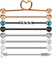 stylish industrial piercing set for women & teens - anicina 14g industrial bar jewelry in various types for helix, cartilage, and industrial piercings logo