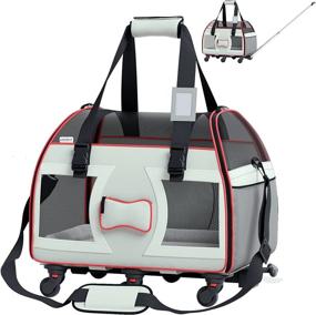 img 4 attached to 🐾 Katziela's Grey Bone Cruiser: Airline Approved Removable Wheeled Pet Carrier for Small Pets - Compact, Durable, and Upgraded for Ultimate Strength!