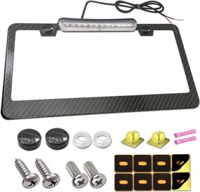 img 4 attached to Upgrade Your Ride With AOOTF'S LED License Plate Frame And Mount Kit For Trucks, SUVs, And Trailers - 12V Waterproof White, Stainless Steel Carbon Fiber Design, Screws And Caps Included