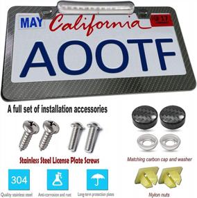 img 1 attached to Upgrade Your Ride With AOOTF'S LED License Plate Frame And Mount Kit For Trucks, SUVs, And Trailers - 12V Waterproof White, Stainless Steel Carbon Fiber Design, Screws And Caps Included