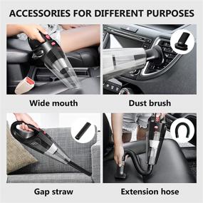 img 3 attached to 🧹 High Power Portable Handheld Car Vacuum Cleaner, 12V 120W, with 16.4ft Power Cord, Carrying Bag, and Three Layer HEPA Filter - Complete Car Cleaning Kit