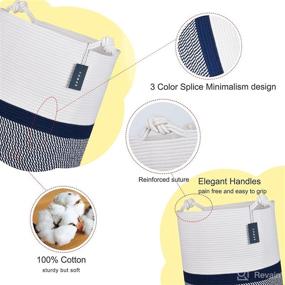 img 1 attached to COMSE Extra Large Blanket Basket: Stylish Tall Storage and Laundry Basket, 15.7”x 21.7”, Cotton Rope, XXXL Size for Toys, Clothes, and More, White/Navy Blue Blend