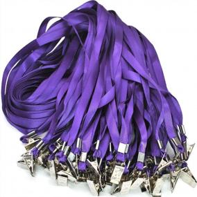 img 4 attached to Securely Display Your Badge With Purple Nylon Flat Lanyards - 100 Pack