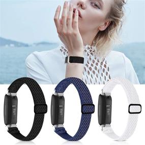 img 1 attached to 🌟 Premium 3 Pack Adjustable Fitbit Inspire 2 Bands: Soft Loop Nylon Fabric Replacement Straps for Women/Men - Compatible with Fitbit Inspire 2 / Inspire HR/Inspire, Breathable & Stretchy