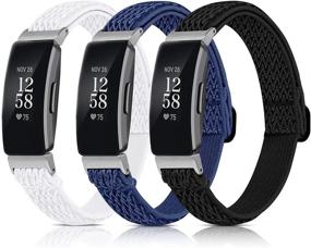 img 4 attached to 🌟 Premium 3 Pack Adjustable Fitbit Inspire 2 Bands: Soft Loop Nylon Fabric Replacement Straps for Women/Men - Compatible with Fitbit Inspire 2 / Inspire HR/Inspire, Breathable & Stretchy