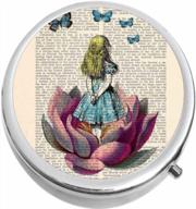 carry your medication with charm: alice in wonderland pill box, fits in purse or pocket logo