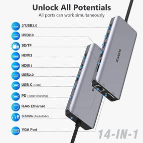 img 3 attached to USB C Docking Station Dual Monitor HDMI For Dell HP, Laptop Docking Station USB Type C Hub Multiport Adapter Thunderbolt 3 Dongle USB-C To 2 HDMI,Ethernet,VGA,5 USB,PD,SD/TF,Audio For Lenovo,Surface