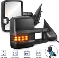 🔌 enhanced power heated towing mirrors for 2003-2006 chevy silverado, suburban, tahoe, gmc serria, yukon (set of 2) - black | includes turn light and clearance lamp logo