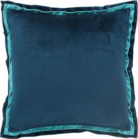 img 2 attached to 2 Pack 18X18 дюймов Роскошный синий бархатный чехол для подушки с дизайном фланца-мягкий шелковистый чехол для дивана, дивана, спальни, декора