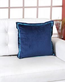 img 4 attached to 2 Pack 18X18 дюймов Роскошный синий бархатный чехол для подушки с дизайном фланца-мягкий шелковистый чехол для дивана, дивана, спальни, декора