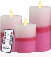 розовая беспламенная светодиодная свеча smtyle - на батарейках с подвижным фитилем пламени и мерцающей колонной для детей логотип
