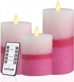 img 4 attached to Розовая беспламенная светодиодная свеча Smtyle - на батарейках с подвижным фитилем пламени и мерцающей колонной для детей