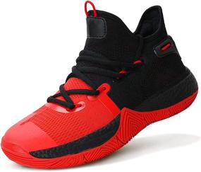 img 4 attached to ASHION Basketball High Top Sneakers Non Slip Girls' Shoes : Athletic