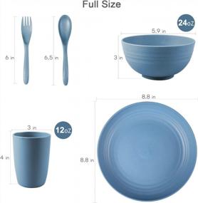 img 3 attached to Microwave-Safe Wheat Straw Dinnerware Set: Unbreakable Plates, Bowls, Cups For Camping, RV Or Kitchen - 20 Pcs Tableware, Lightweight, Dishwasher Safe!