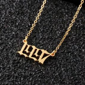 img 3 attached to 18K Gold Plated Old English Birth Year Number Pendant Necklace - Perfect Jewelry Gift For Her Birthday Or Anniversary From 1970-2021