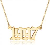 18k gold plated old english birth year number pendant necklace - perfect jewelry gift for her birthday or anniversary from 1970-2021 logo