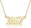 18k gold plated old english birth year number pendant necklace - perfect jewelry gift for her birthday or anniversary from 1970-2021 logo