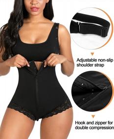 img 1 attached to Women'S Tummy Control Shapewear Fajas Colombianas Body Shaper Zipper Open Bust Bodysuit