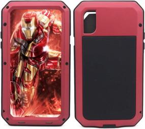 img 4 attached to Red IPhone Xs/X Tough Armour Case - Marrkey 360 Full Body Protective Cover With Heavy Duty Shockproof Aluminum Alloy Metal And Built-In Silicone Screen Protector