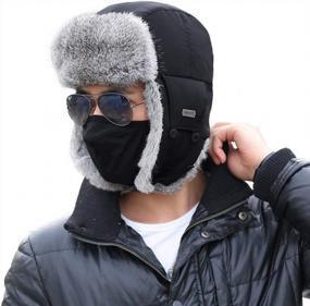 img 4 attached to Unisex Rabbit Fur Trapper Ushanka Russian Hat Nylon Shell Windproof Winter Cap