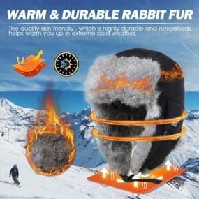 img 3 attached to Unisex Rabbit Fur Trapper Ushanka Russian Hat Nylon Shell Windproof Winter Cap