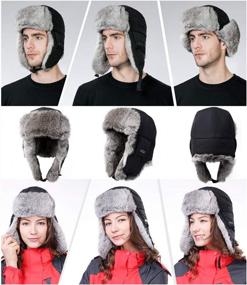 img 1 attached to Unisex Rabbit Fur Trapper Ushanka Russian Hat Nylon Shell Windproof Winter Cap