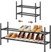 maximize closet space with fanhao 2-tier expandable shoe rack: adjustable, stackable, and rust-resistant logo