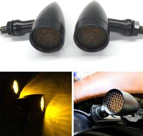 img 4 attached to 2Pcs Black 15 LED Motorcycle Stop Brake Running Turn Signal Indicator Amber Lights For Harley Honda Chopper (Black With Net-Amber Light)