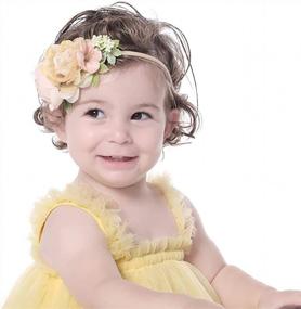 img 2 attached to Очаровательное многослойное платье-пачка OBEEII с цветочной повязкой на голову для особых случаев для маленьких девочек
