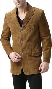 img 2 attached to Men'S Three-Button Leather Blazer Suede Sport Coat Jacket (Regular, Big & Tall, And Short) By BGSD