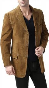 img 4 attached to Men'S Three-Button Leather Blazer Suede Sport Coat Jacket (Regular, Big & Tall, And Short) By BGSD