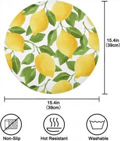 img 2 attached to Set Of 4 Washable Non-Slip Lemon Round Placemats For Dining Table Home Kitchen Decor Easy To Clean