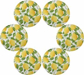 img 3 attached to Set Of 4 Washable Non-Slip Lemon Round Placemats For Dining Table Home Kitchen Decor Easy To Clean