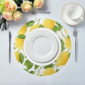 img 1 attached to Set Of 4 Washable Non-Slip Lemon Round Placemats For Dining Table Home Kitchen Decor Easy To Clean