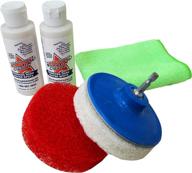 🚿 water spot polishing kit, cleaner for shower glass, windows, tile, and grout – includes drill scrub brush, microfiber, and 8 ounces of water spot remover логотип