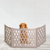 🐶 bundaloo freestanding dog gate expandable decorative wooden fence for small to medium pet dogs - ideal barrier for stairs, doorways, hallways (diamond) логотип