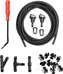 img 4 attached to 🚗 Chrysler Dodge Jeep Ram Windshield Washer Nozzles Kit - Improved Windshield Sprayer Nozzle, Extended 157-Inch Windshield Fluid Hose, 12 Connectors, and 10 Hood Insulation Retainers