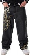 street style statement: qbo men's tattoo embroidery graffiti baggy jeans joggers logo