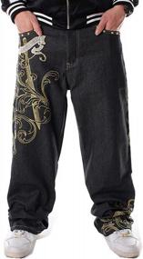 img 4 attached to Street Style Statement: QBO Men'S Tattoo Embroidery Graffiti Baggy Jeans Joggers