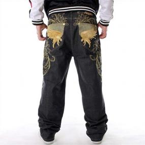 img 3 attached to Street Style Statement: QBO Men'S Tattoo Embroidery Graffiti Baggy Jeans Joggers
