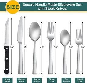 img 3 attached to Stainless Steel Flatware Cutlery Set For 8 - LIANYU 48-Piece Matte Silverware With Steak Knives, Square Eating Utensils Tableware Include Forks Knives Spoons Dishwasher Safe